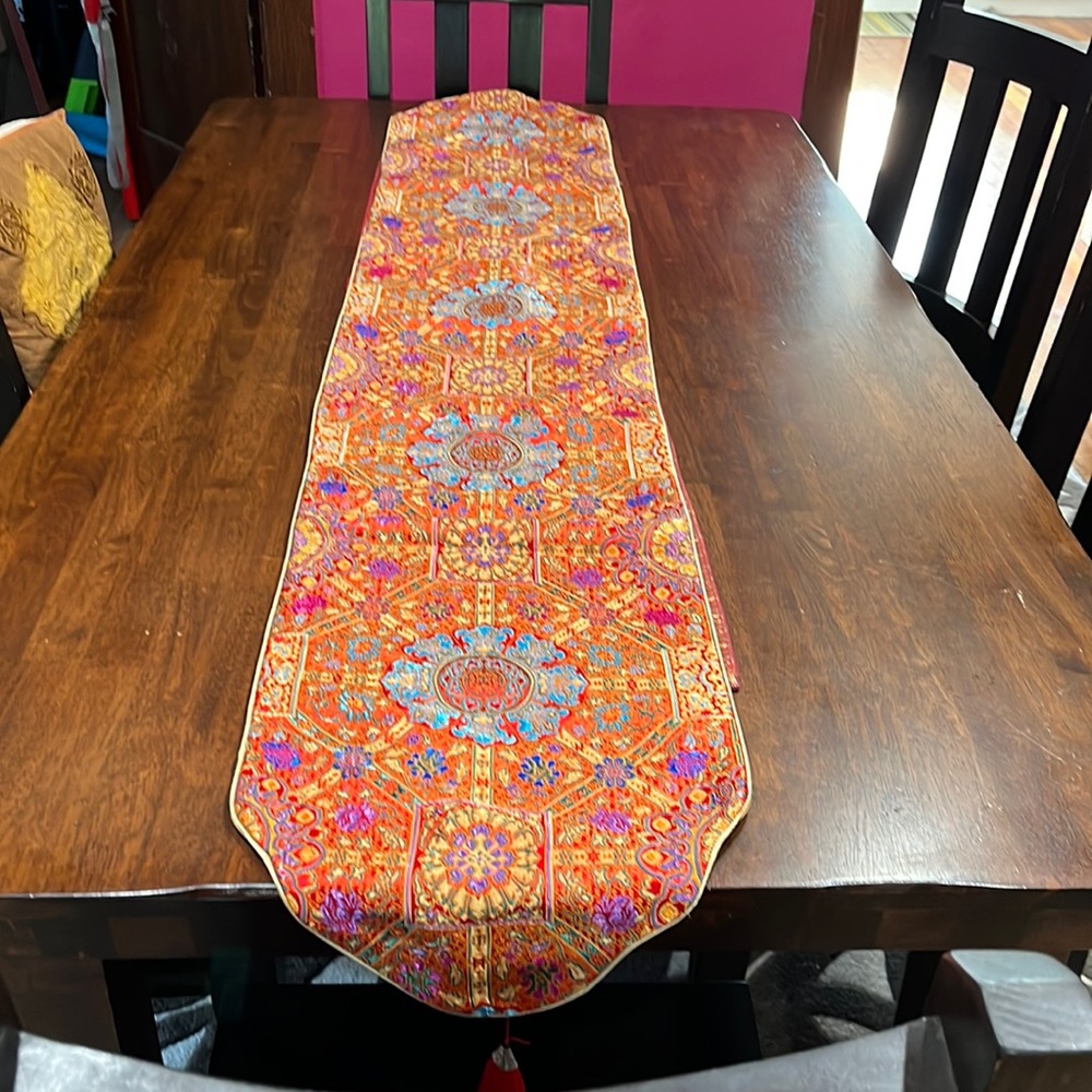 Multi color table runner.